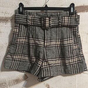Haute Monde Plaid Check Belted Shorts